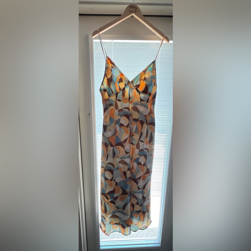 Abercrombie Ruched Satin Slip Midi Dress | L | NWT